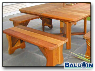 Backless Bench and Square Table